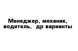 Менеджер, механик, водитель,  др варианты